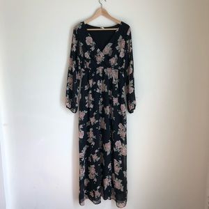 Pink blush floral maxi dress